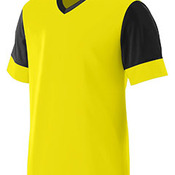 Youth Wicking Polyester V-Neck Jersey with Contrast Sleeves