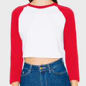 Ladies' Poly-Cotton 3/4-Sleeve Cropped T-Shirt