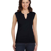 Ladies' Cotton/Spandex Slit-V Raglan T-Shirt