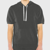 Unisex French Terry Garment-Dyed Kangaroo Pocket Short-Sleeve Hooded Sweatshirt
